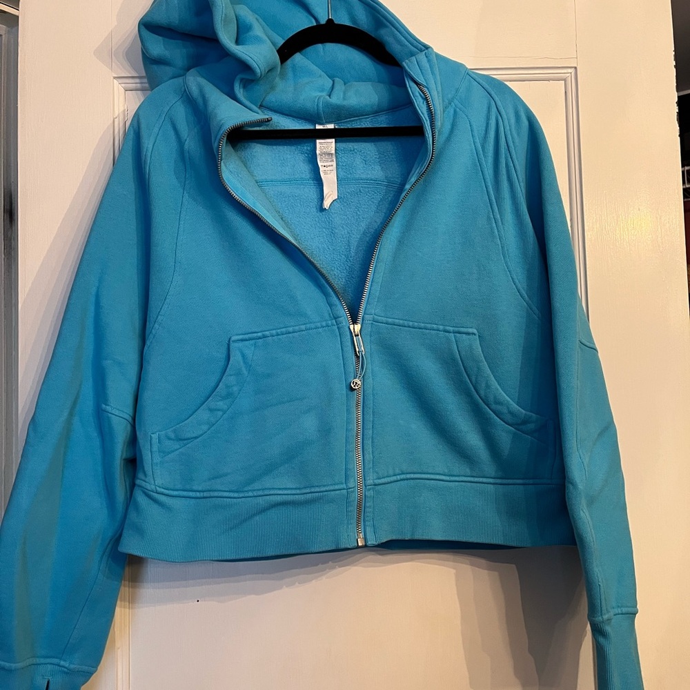 Lululemon Athletica Light Blue hooded scuba Jacket